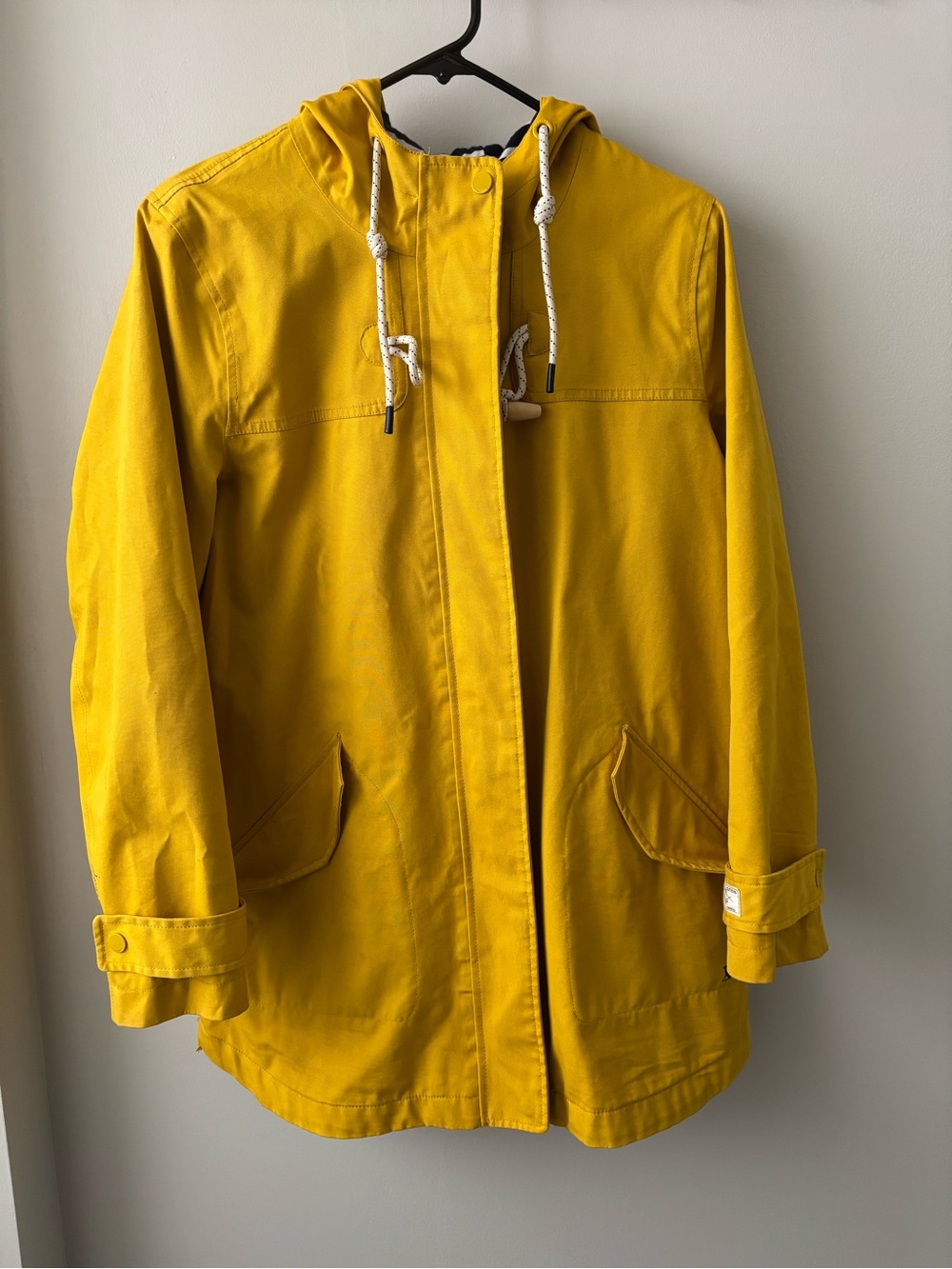 Classic Yellow Hooded Raincoat - Joules “Right as Rain” Yellow - Size 8
